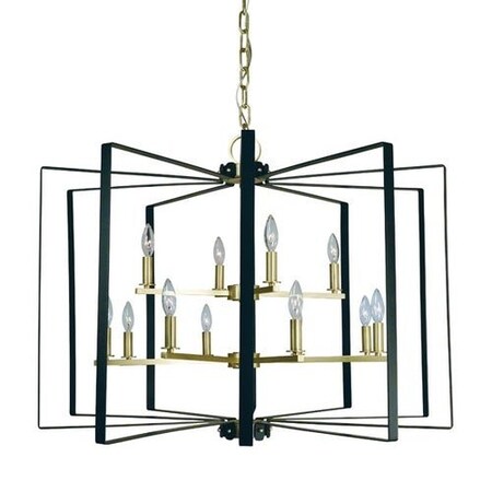 12-Light Satin Brass/Matte Black Camille Chandelier